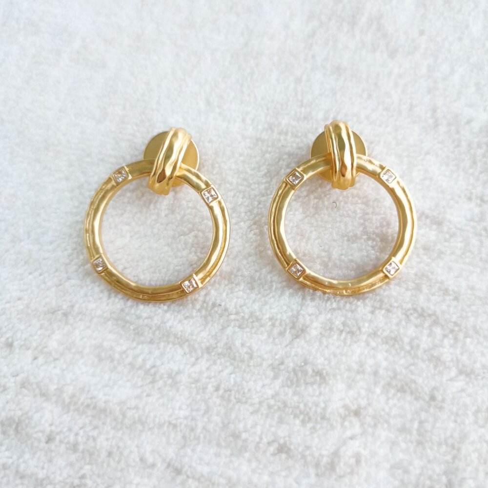 New Julie Vos 24K Gold Plate Hoop Earrings - Astor Doorknocker
